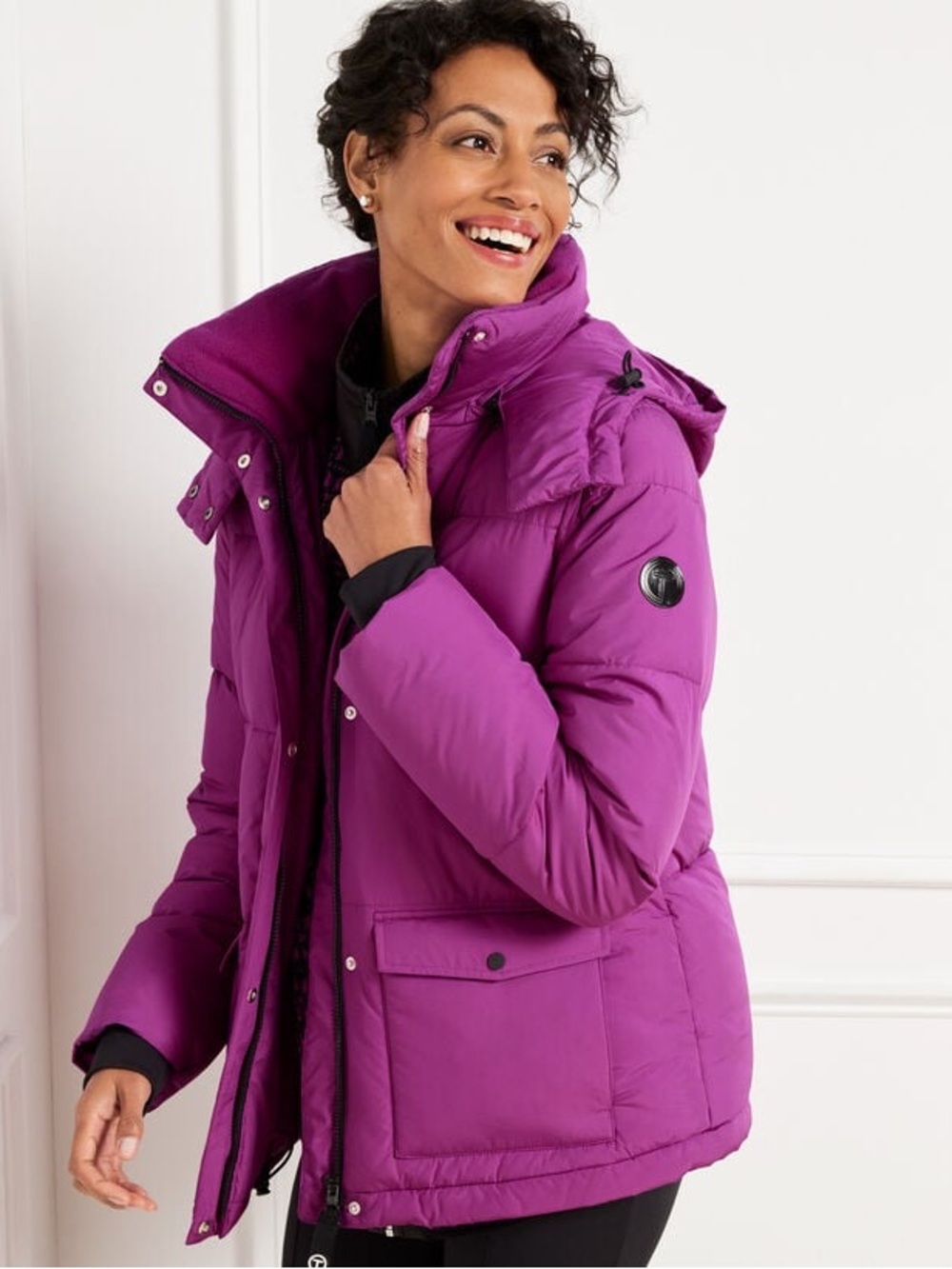 Talbots womens Puffer Jacket in Bright Magenta